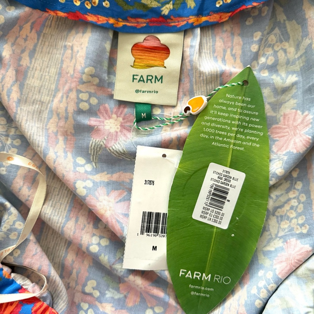FARM Rio Vibrant Blue Floral Midi Dress with Orange & Pink Blooms - Picture 14 of 16